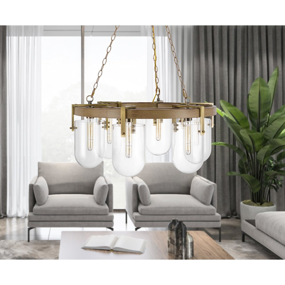 Boho Aesthetic Stovall 60W X 6 Metal/Glass Chandelier | Biophilic Design Airbnb Decor Furniture 