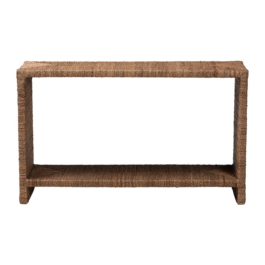 Boho Aesthetic Liza Bohemian Natural Seagrass Console Table | Biophilic Design Airbnb Decor Furniture 