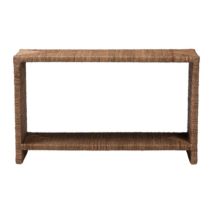 Boho Aesthetic Liza Bohemian Natural Seagrass Console Table | Biophilic Design Airbnb Decor Furniture 