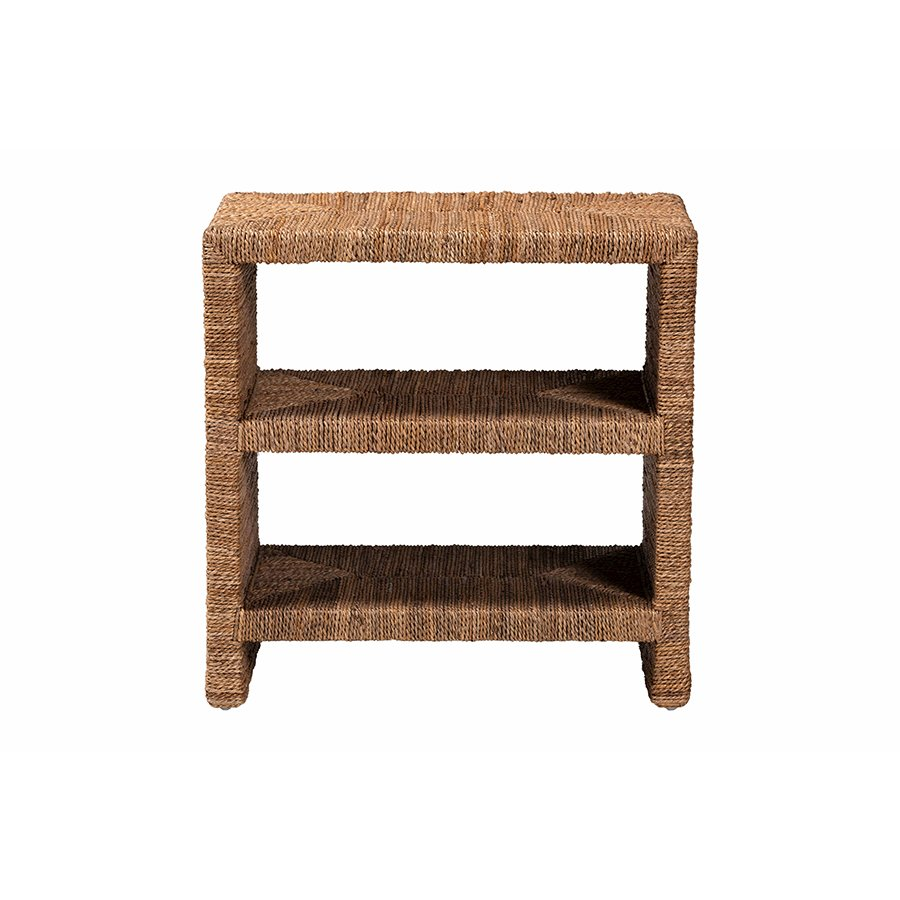 Boho Aesthetic Liza Bohemian Natural Seagrass End Table | Biophilic Design Airbnb Decor Furniture 