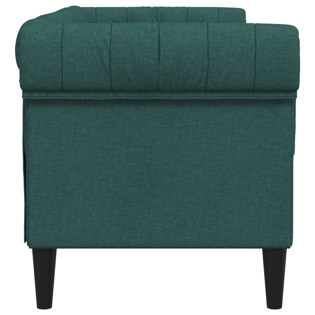 Boho Aesthetic Chesterfield Sofa 2-Seater Dark Green Fabric | Biophilic Design Airbnb Decor Furniture 