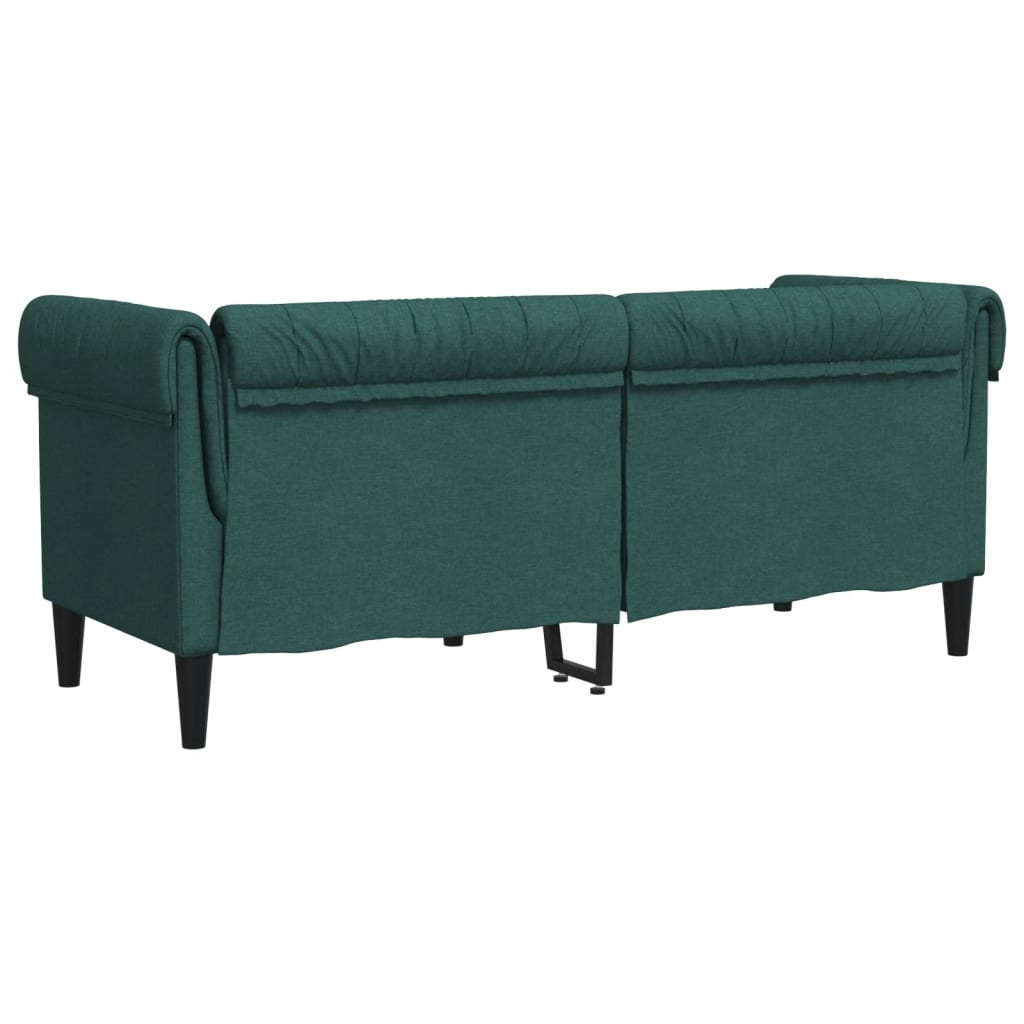 Boho Aesthetic Chesterfield Sofa 2-Seater Dark Green Fabric | Biophilic Design Airbnb Decor Furniture 