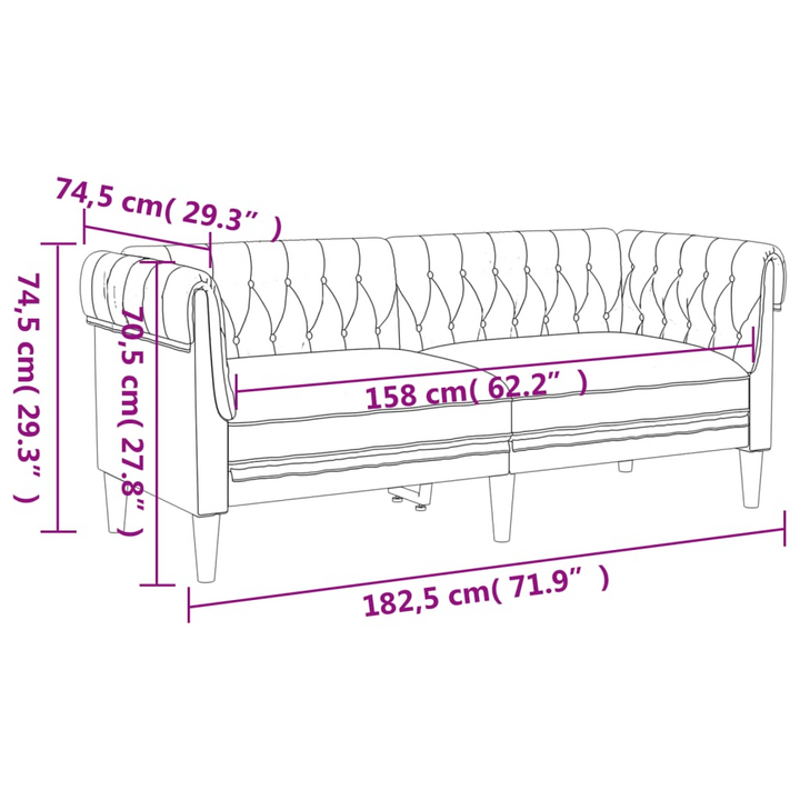 Boho Aesthetic Chesterfield Sofa 2-Seater Dark Green Fabric | Biophilic Design Airbnb Decor Furniture 