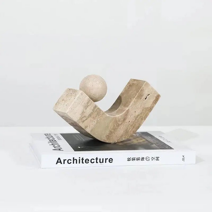 Boho Aesthetic Arch Travertine Bookend | Biophilic Design Airbnb Decor Furniture 