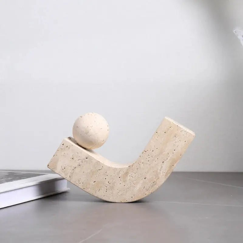 Boho Aesthetic Arch Travertine Bookend | Biophilic Design Airbnb Decor Furniture 