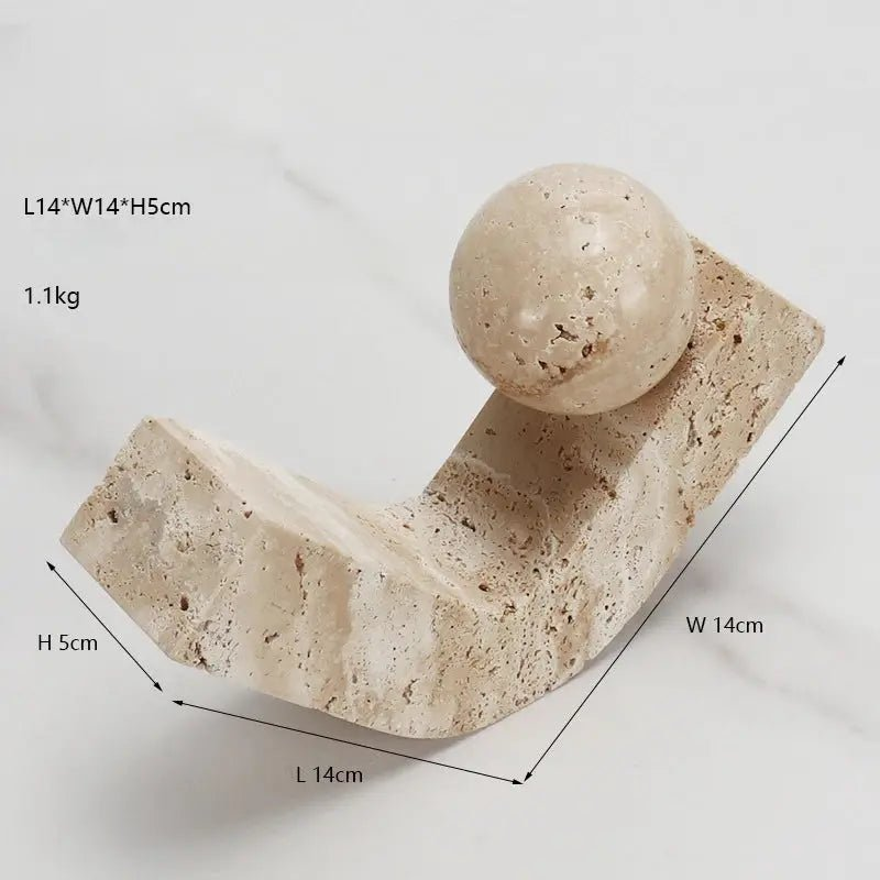 Boho Aesthetic Arch Travertine Bookend | Biophilic Design Airbnb Decor Furniture 