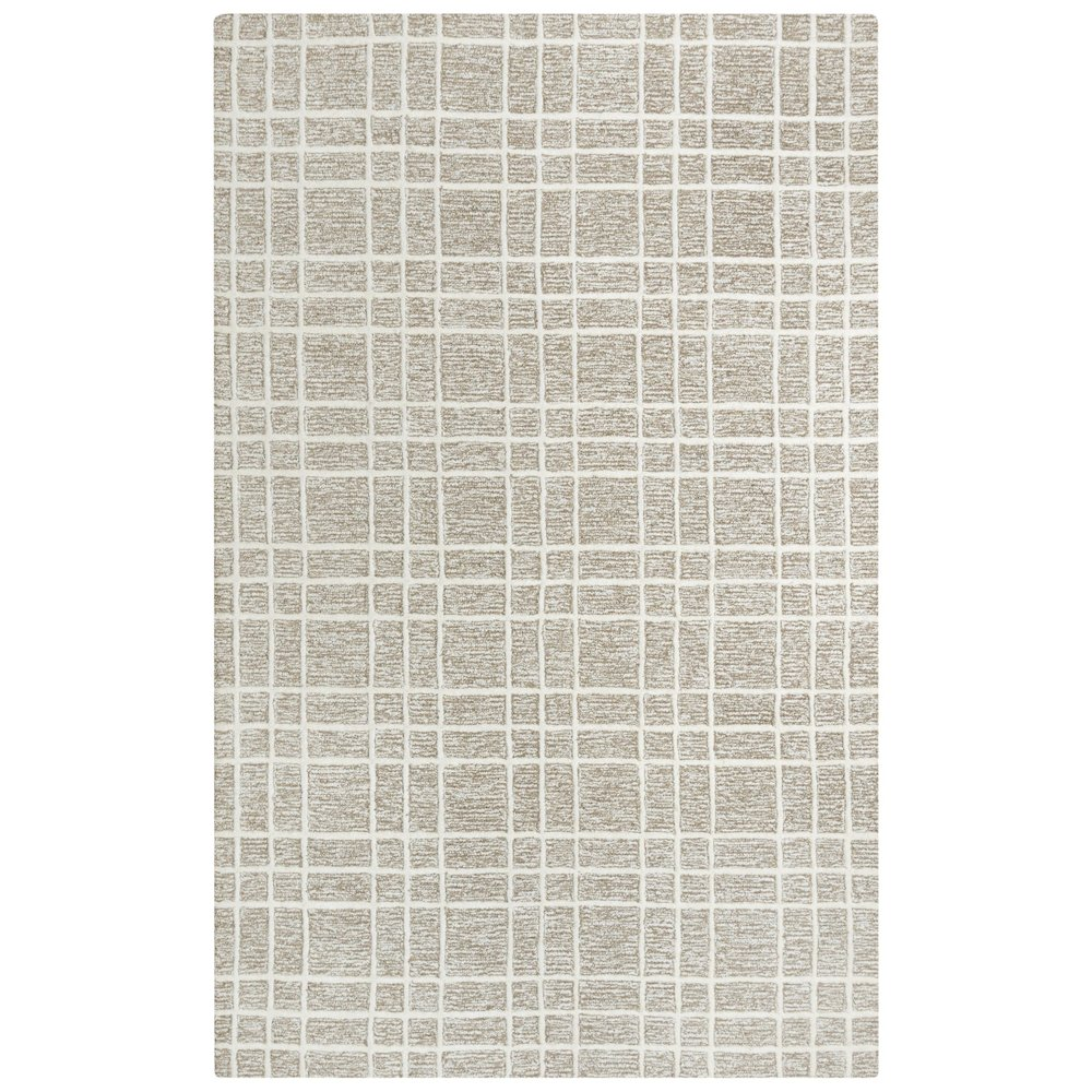 Oatmeal Large Mediterranean Modern Farmhouse 9'9" x 13'9" Cut & Loop Pile Hand Tufted Rug - Mediterranean Italian Contemporary Home Decor Furniture