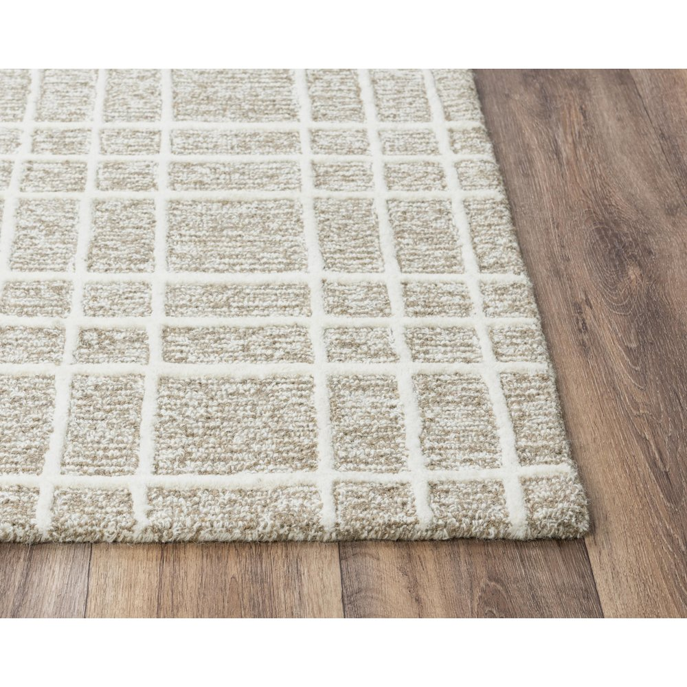 Oatmeal Large Mediterranean Modern Farmhouse 9'9" x 13'9" Cut & Loop Pile Hand Tufted Rug - Mediterranean Italian Contemporary Home Decor Furniture