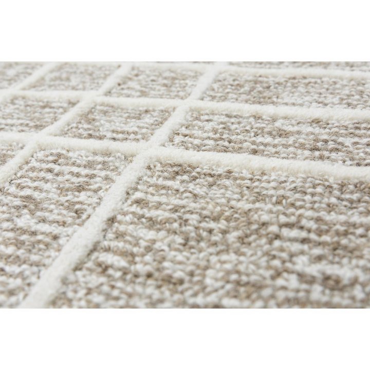 Oatmeal Large Mediterranean Modern Farmhouse 9'9" x 13'9" Cut & Loop Pile Hand Tufted Rug - Mediterranean Italian Contemporary Home Decor Furniture