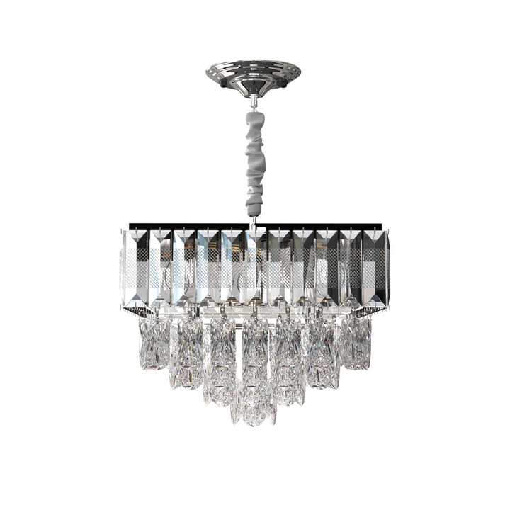 Boho Aesthetic Crystal Chrome Rectangular Droplet Ceiling Living Room Chandelier  ~5426 | Biophilic Design Airbnb Decor Furniture 