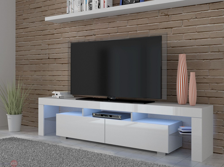 Buy farmhouse furniture Panama White gloss Luxury Modern Poland TV Stand - Modern Cottage Farmhouse Furniture