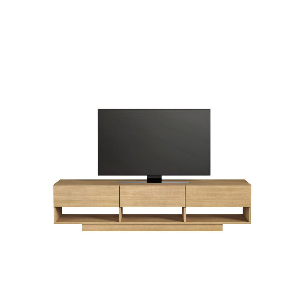 Boho Aesthetic 72-Inch Tv Stand With 3-Drawers, Golden Maple | Biophilic Design Airbnb Decor Furniture 