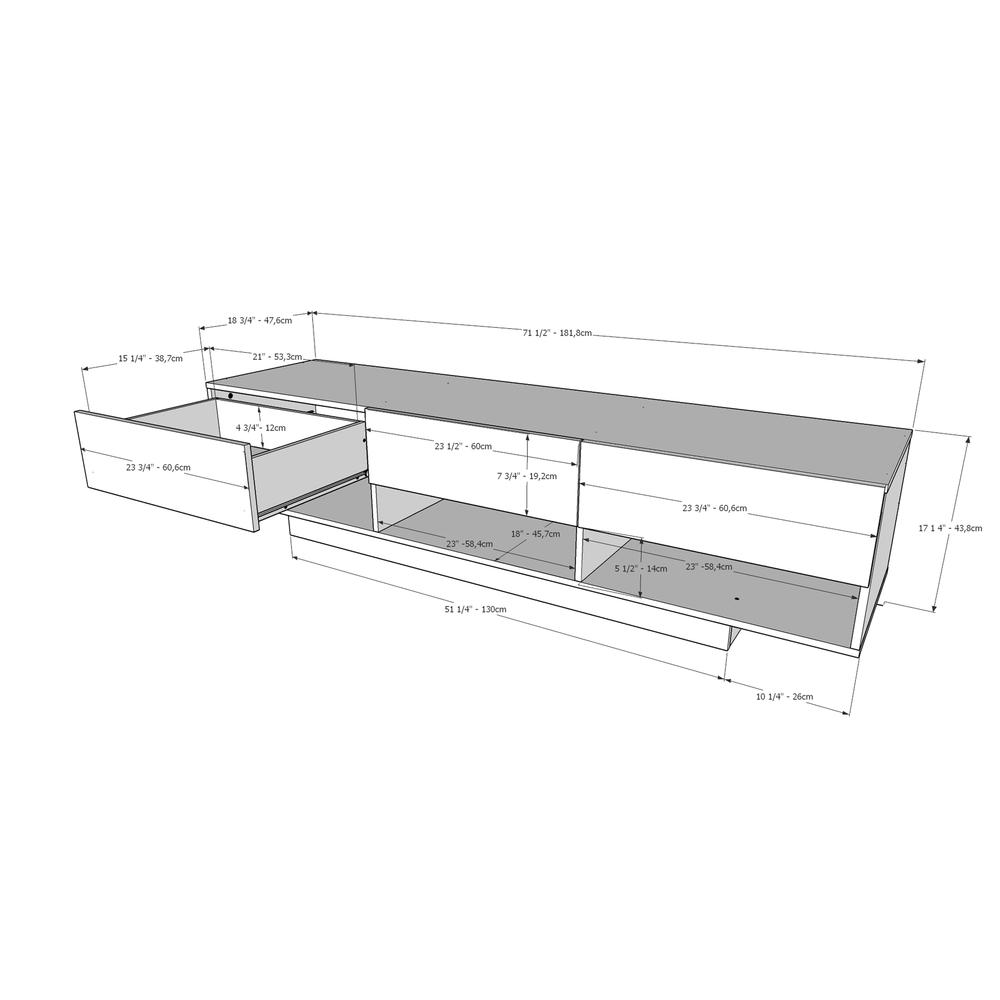 Boho Aesthetic 72-Inch Tv Stand With 3-Drawers, Golden Maple | Biophilic Design Airbnb Decor Furniture 