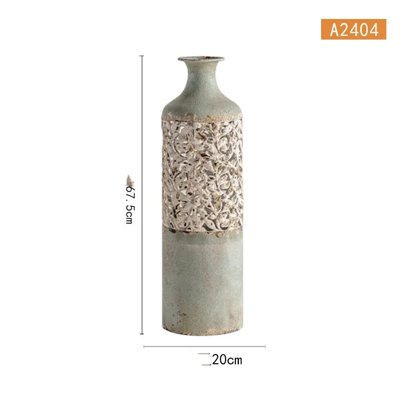 Buy farmhouse furniture Isca Marina | Mediterranean Vintage Green Floor Vase - Modern Cottage Farmhouse Furniture