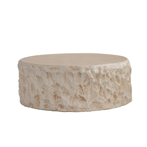 Helios | Circular Italian Mediterranean Limestone Artificial Coffee Table - Mediterranean Italian Contemporary Home Decor Furniture