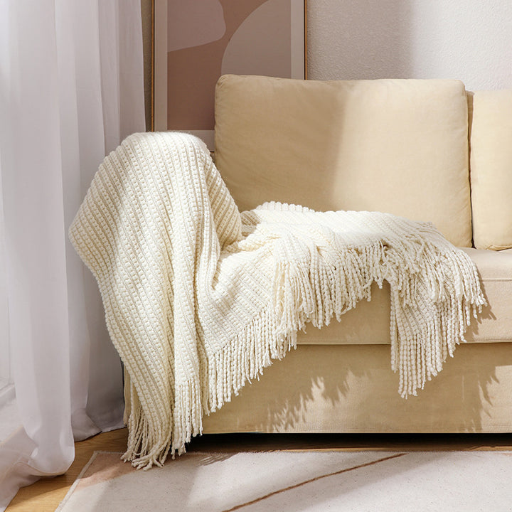 Buy farmhouse furniture Barnwood Living | Modern Cozy Farmhouse Throw Tassel Blanket - Modern Cottage Farmhouse Furniture