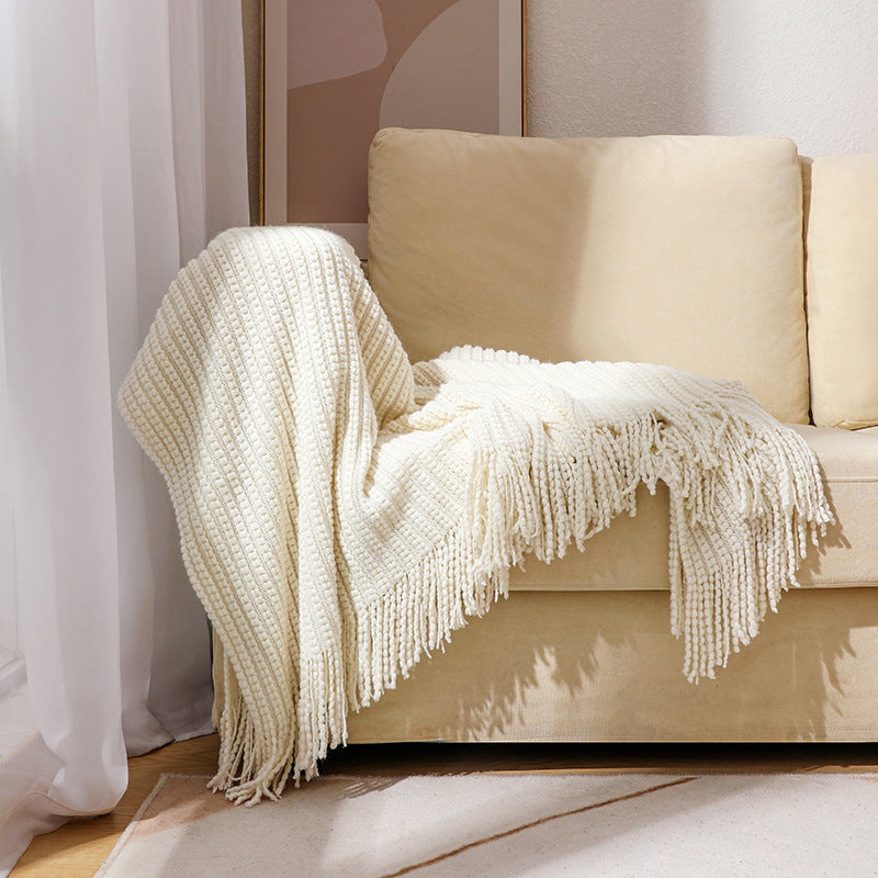 Buy farmhouse furniture Barnwood Living | Modern Cozy Farmhouse Throw Tassel Blanket - Modern Cottage Farmhouse Furniture