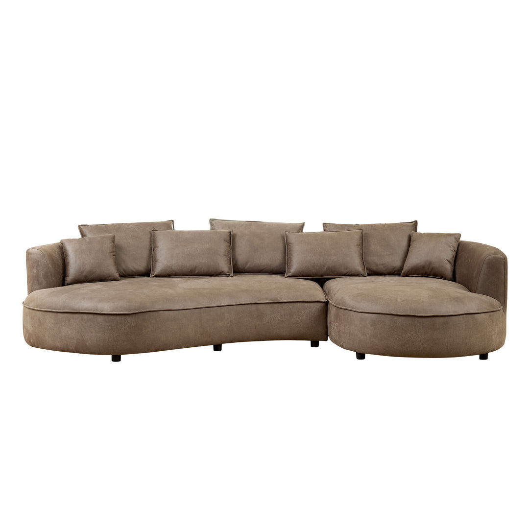 Buy farmhouse furniture 128.74 Inch Farmhouse Upholstered 5-Seat Sofa Sectional Curved Sofa - Modern Cottage Farmhouse Furniture