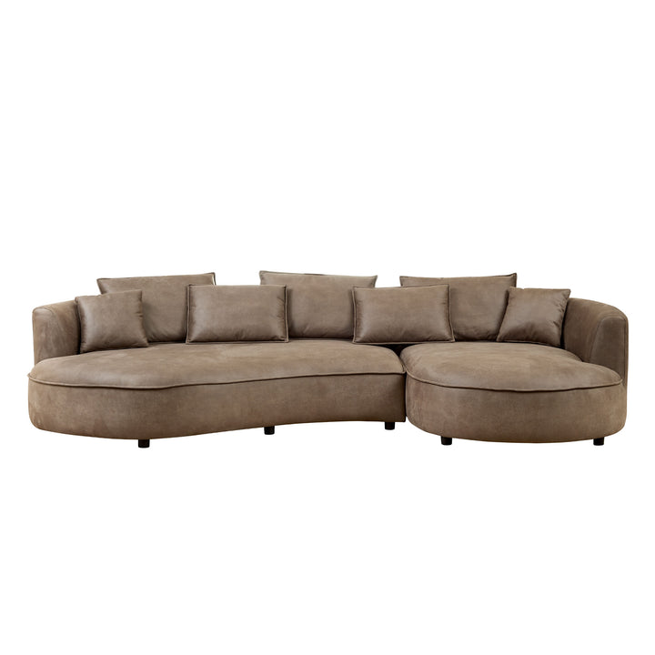 Buy farmhouse furniture 128.74 Inch Farmhouse Upholstered 5-Seat Sofa Sectional Curved Sofa - Modern Cottage Farmhouse Furniture