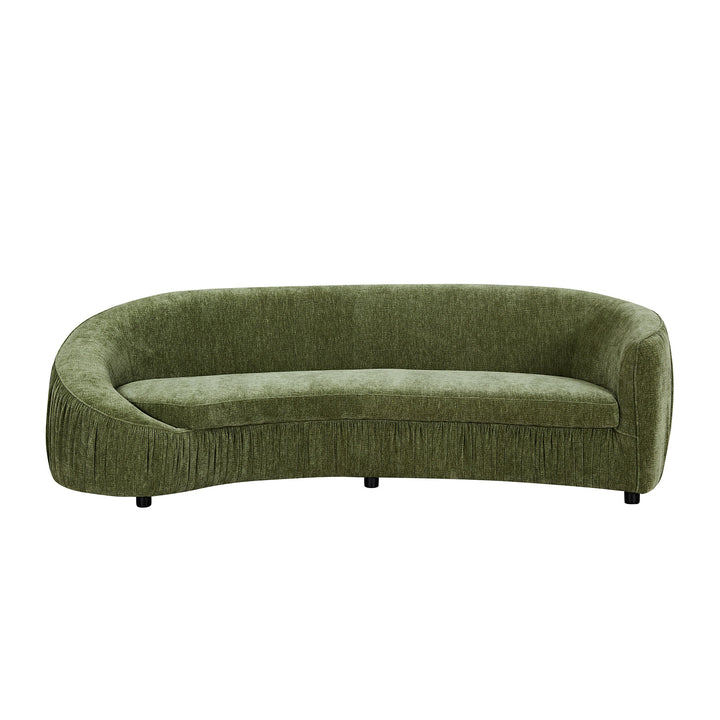 Buy farmhouse furniture 92.13 Inch Upholstered Curved Sage Green 4-Seat Sofa - Modern Cottage Farmhouse Furniture