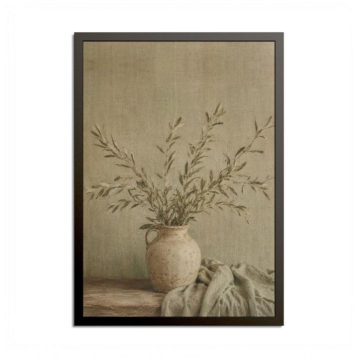 Botanical Farmhouse Vase Wall Art  — Framed Neutral Still Life Wall Art