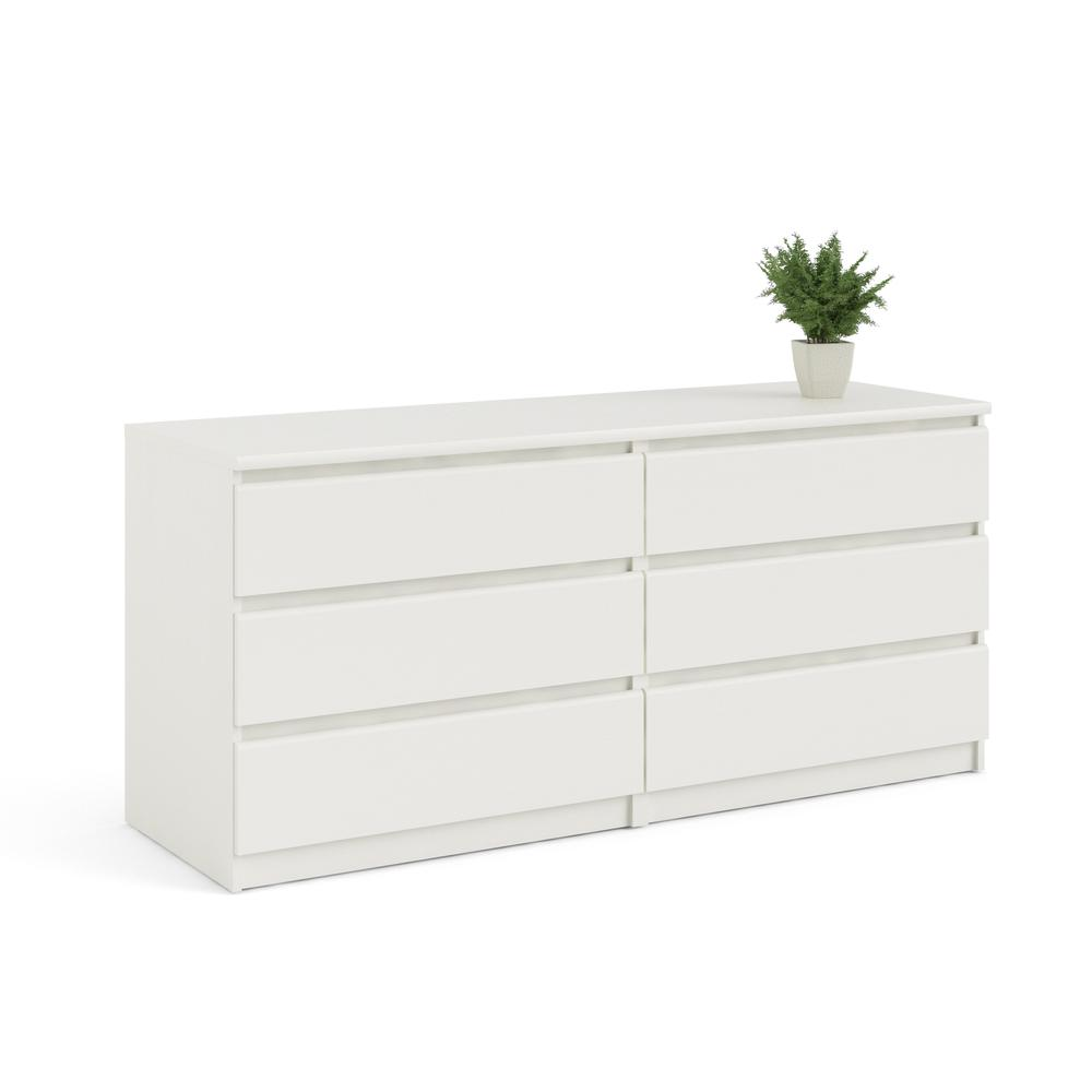 Boho Aesthetic Scottsdale 6 Drawer Double Dresser, White Wood Grain | Biophilic Design Airbnb Decor Furniture 