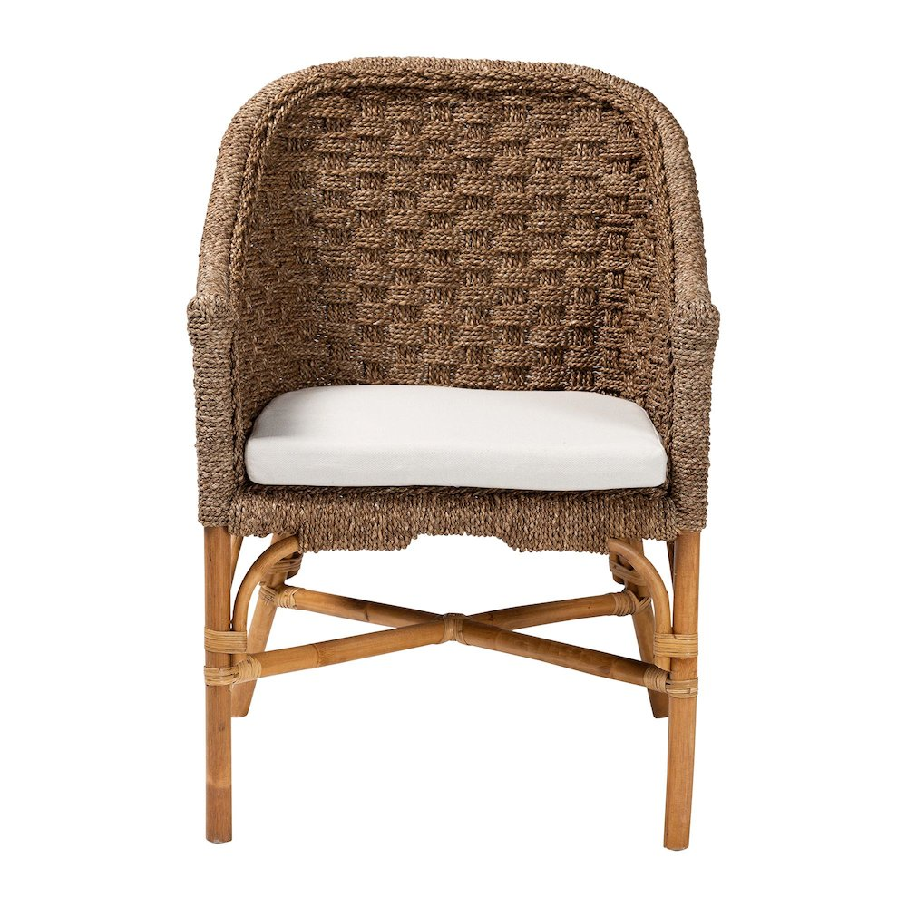 Boho Aesthetic Luis Bohemian Natural Seagrass and Rattan Arm Chair | Biophilic Design Airbnb Decor Furniture 