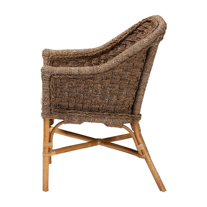 Boho Aesthetic Luis Bohemian Natural Seagrass and Rattan Arm Chair | Biophilic Design Airbnb Decor Furniture 