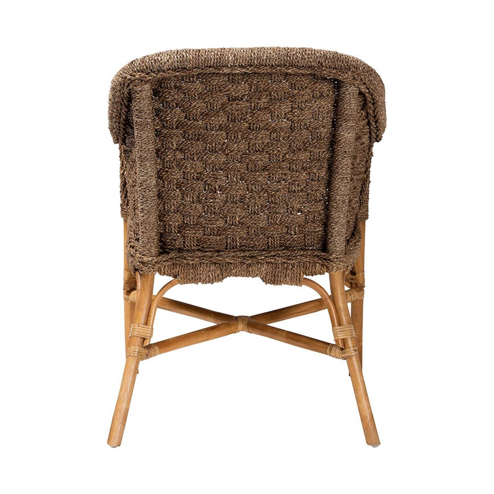 Boho Aesthetic Luis Bohemian Natural Seagrass and Rattan Arm Chair | Biophilic Design Airbnb Decor Furniture 