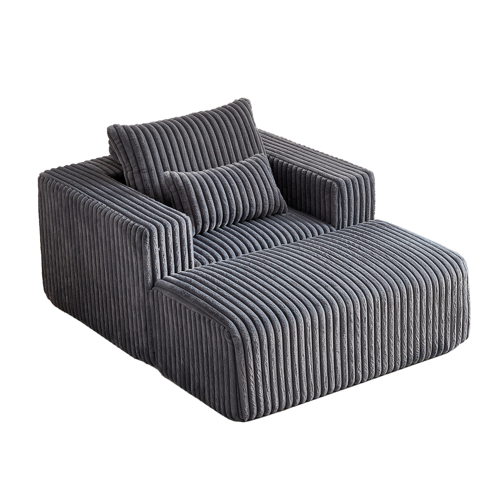 Boho Aesthetic Grey Corduroy Sponge Sofa Lounge Chair with Removable | Biophilic Design Airbnb Decor Furniture 