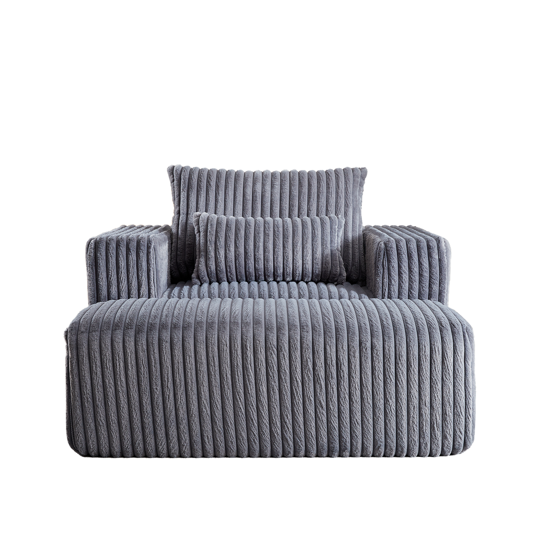 Boho Aesthetic Grey Corduroy Sponge Sofa Lounge Chair with Removable | Biophilic Design Airbnb Decor Furniture 