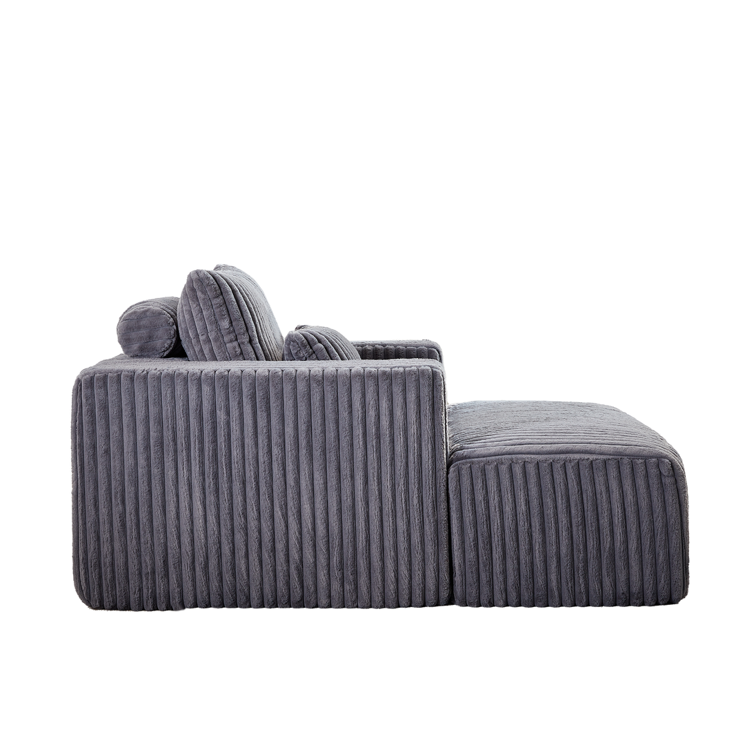 Boho Aesthetic Grey Corduroy Sponge Sofa Lounge Chair with Removable | Biophilic Design Airbnb Decor Furniture 