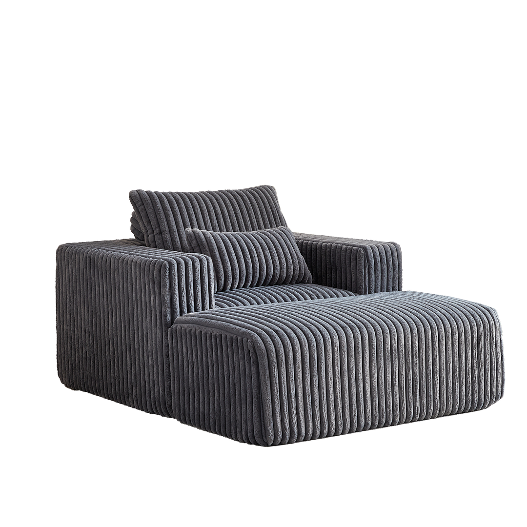 Boho Aesthetic Grey Corduroy Sponge Sofa Lounge Chair with Removable | Biophilic Design Airbnb Decor Furniture 