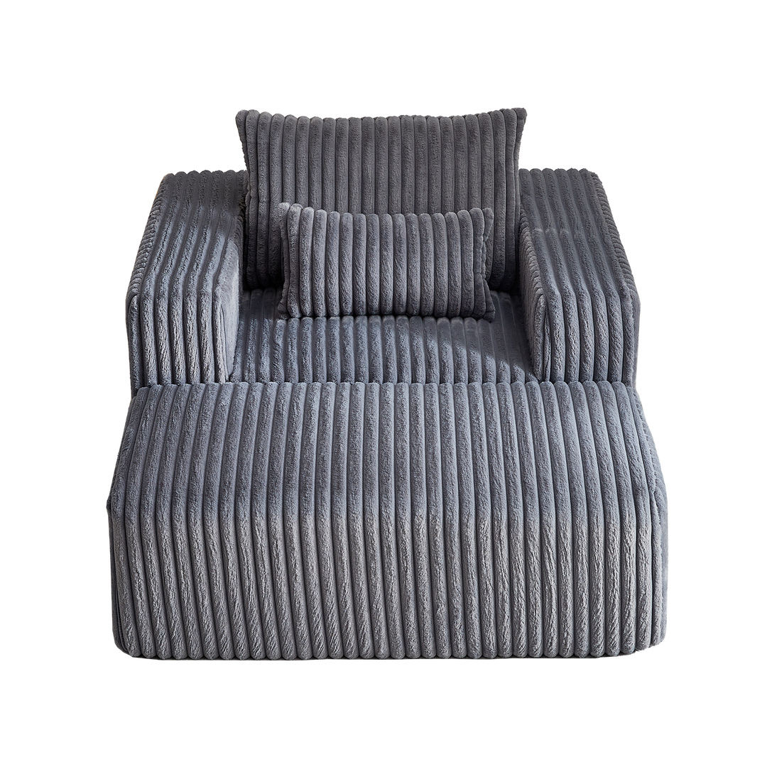 Boho Aesthetic Grey Corduroy Sponge Sofa Lounge Chair with Removable | Biophilic Design Airbnb Decor Furniture 