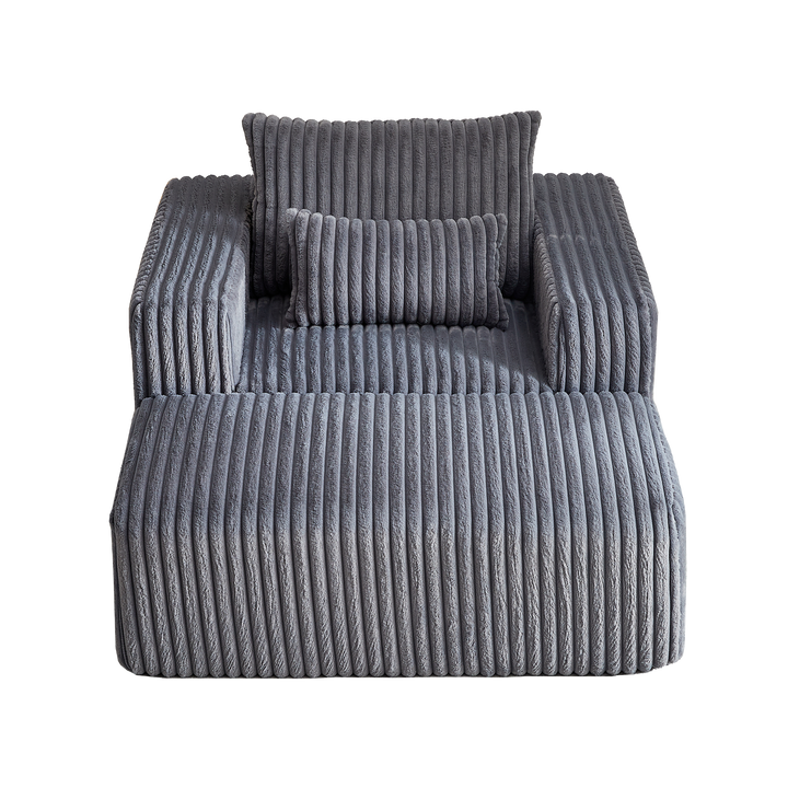 Boho Aesthetic Grey Corduroy Sponge Sofa Lounge Chair with Removable | Biophilic Design Airbnb Decor Furniture 