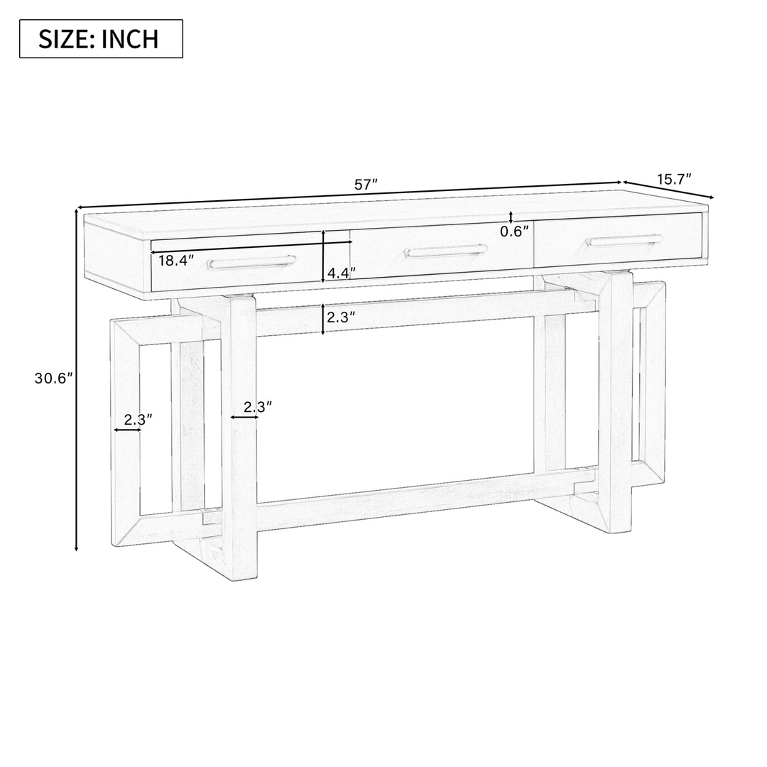 Boho Aesthetic Elegant Entryway, Hallway Console Table with Three Drawers | Biophilic Design Airbnb Decor Furniture 