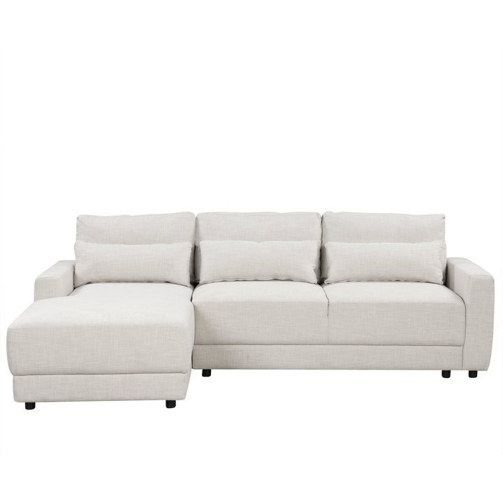 Boho Aesthetic L-shaped Modular Sectional Sofa with Removable Back Cushions and 3 Pillows, Suitable for Living rooms, Offices, and Apartments | Biophilic Design Airbnb Decor Furniture 