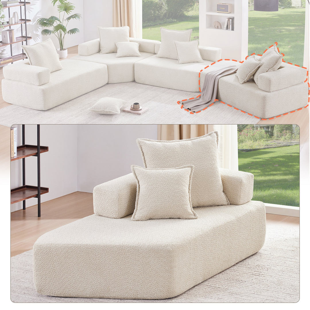 Boho Aesthetic Special-shaped Frame for Oversized Modular U Shaped Sectional Sofa,Luxury Boucle Floor Couch Set,Convertible Sleeper Couch,Spacious Foam-Filled Sofa Bed for Living Room | Biophilic Design Airbnb Decor Furniture 