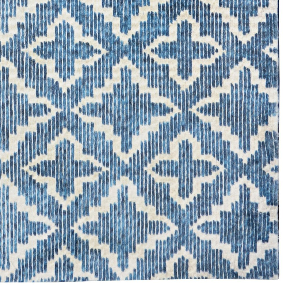 Azurea Greece Santorini Rabbit Linear Blue White 8x10 Rug - Mediterranean Italian Contemporary Home Decor Furniture