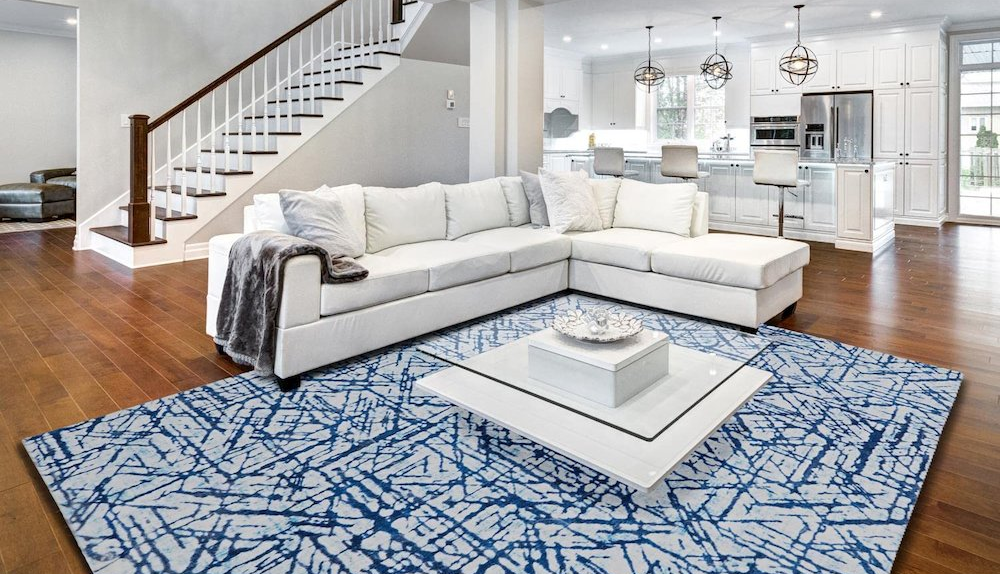 Azurea | Large Mediterranean Coastal Faux Rabbit Fur Area Rug - Mediterranean Italian Contemporary Home Decor Furniture