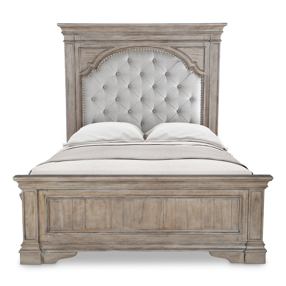 Highland Park Mediterranean Farmhouse Queen Bed - Driftwood - Mediterranean Tuscan Contemporary Home Decor Furniture