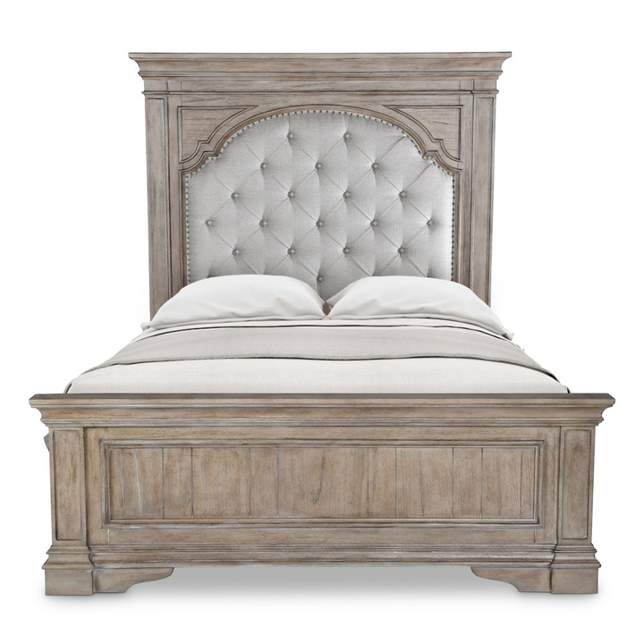 Highland Park Mediterranean Farmhouse Queen Bed - Driftwood - Mediterranean Tuscan Contemporary Home Decor Furniture