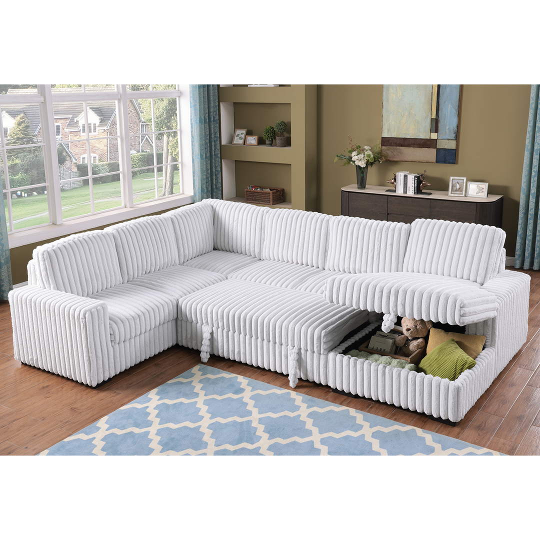 Valentina | Upholstered Oversized White U Shape Mediterranean Sofa Sectional - Mediterranean Italian Contemporary Home Decor Furniture