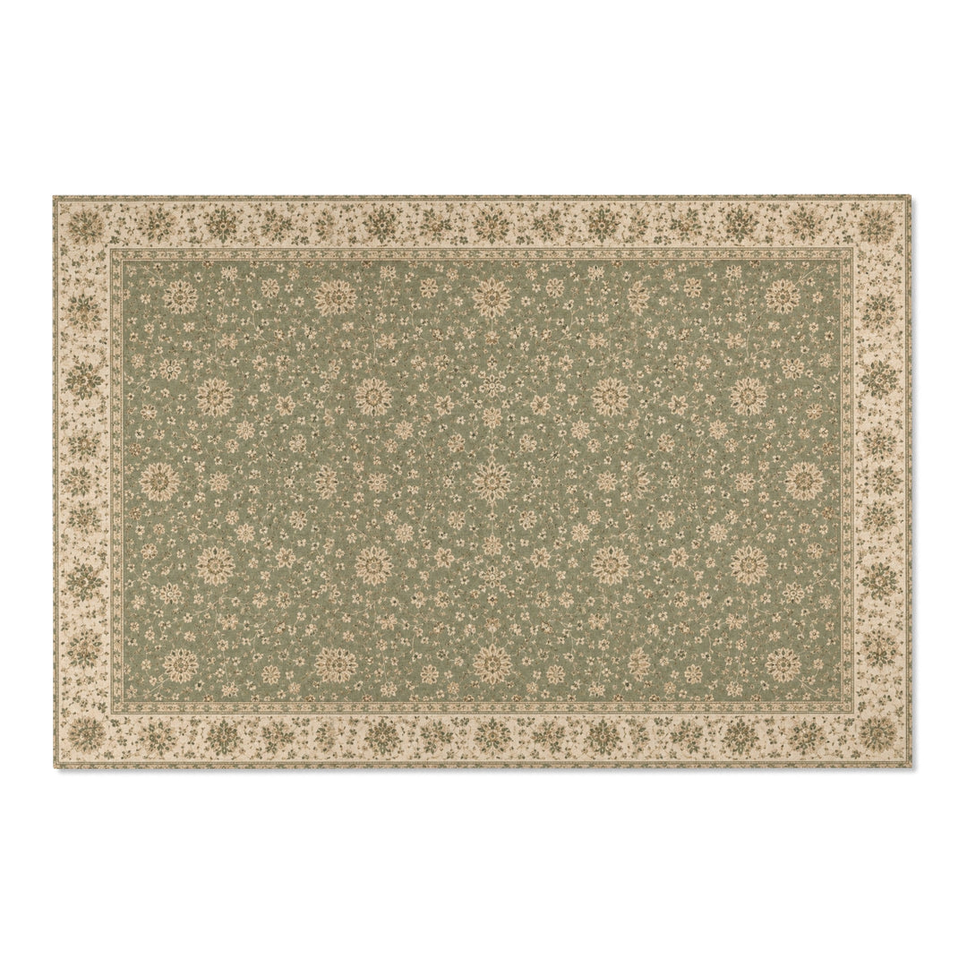 Sage Green Vintage Floral Cottage-Style Area Rug
