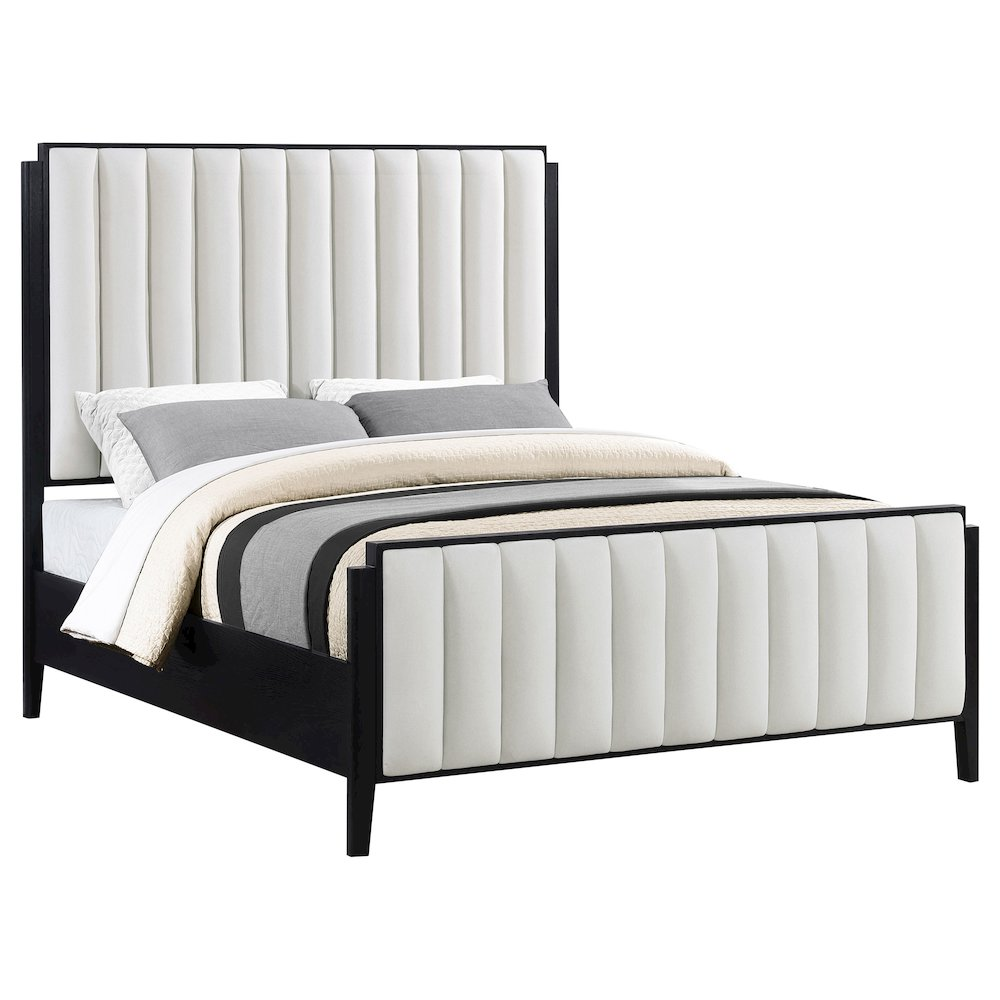 Buy farmhouse furniture Brookmead 60-inch Upholstered Mediterranean Farmhouse Queen Bed Black - Modern Cottage Farmhouse Furniture