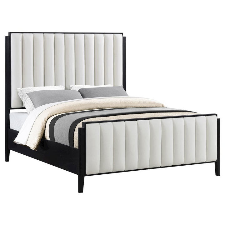 Buy farmhouse furniture Brookmead 60-inch Upholstered Mediterranean Farmhouse Queen Bed Black - Modern Cottage Farmhouse Furniture