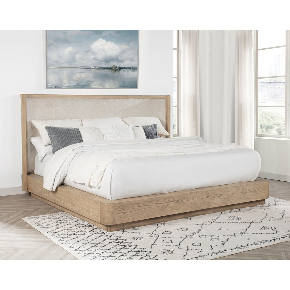 Kailani 49-inch Beige Oak Mediterranean Farmhouse King Wingback Bed Frame - Mediterranean Italian Contemporary Home Decor Furniture