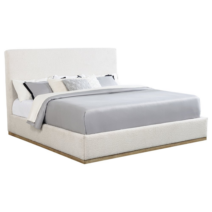 Buy farmhouse furniture Knox Upholstered EASTERN KING Panel Bed Cream - Modern Cottage Farmhouse Furniture