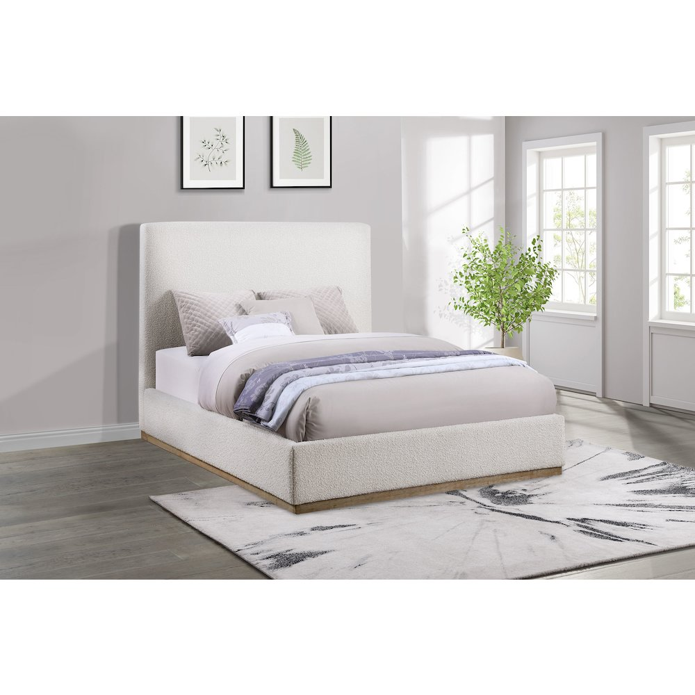 Buy farmhouse furniture Knox Upholstered Queen Mediterranean Farmhouse Panel Bed Cream - Modern Cottage Farmhouse Furniture