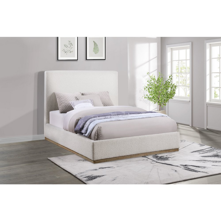 Buy farmhouse furniture Knox Upholstered Queen Mediterranean Farmhouse Panel Bed Cream - Modern Cottage Farmhouse Furniture